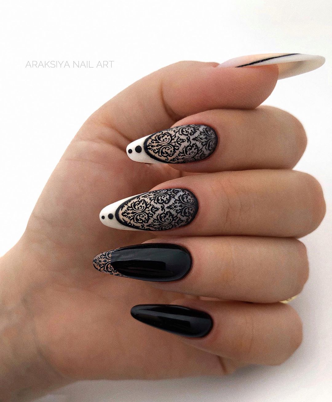 120 Trending Black Nails Art Manicure Ideas images 73