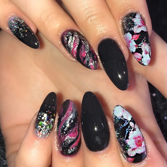 120 Trending Black Nails Art Manicure Ideas images 77