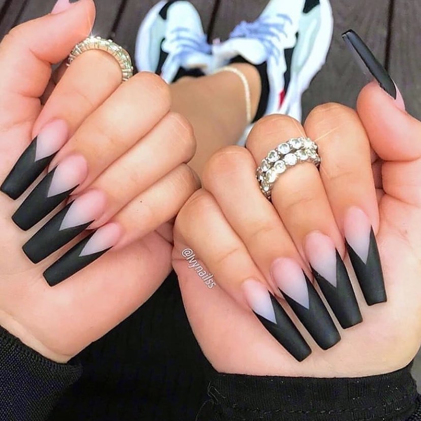 120 Trending Black Nails Art Manicure Ideas images 82