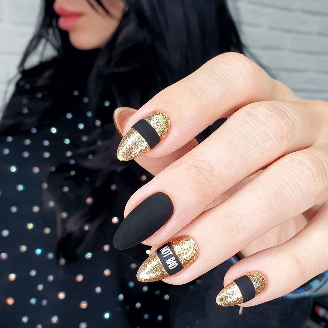 120 Trending Black Nails Art Manicure Ideas images 87