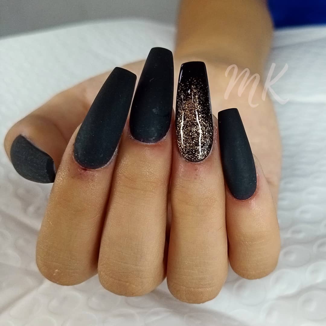 120 Trending Black Nails Art Manicure Ideas images 89