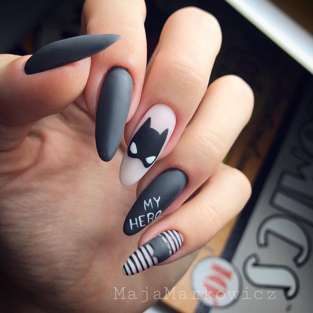 120 Trending Black Nails Art Manicure Ideas images 92