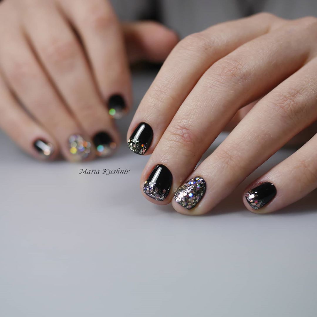 120 Trending Black Nails Art Manicure Ideas images 93