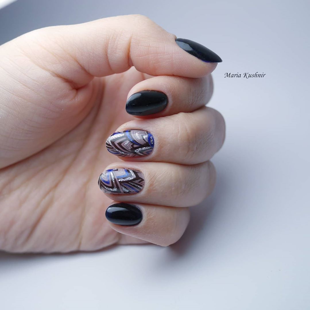 120 Trending Black Nails Art Manicure Ideas images 98