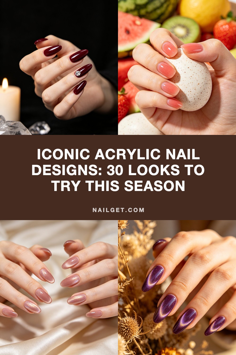 Iconic Acrylic Nail Designs: 30 Looks to Try This Season Pinterest cover image