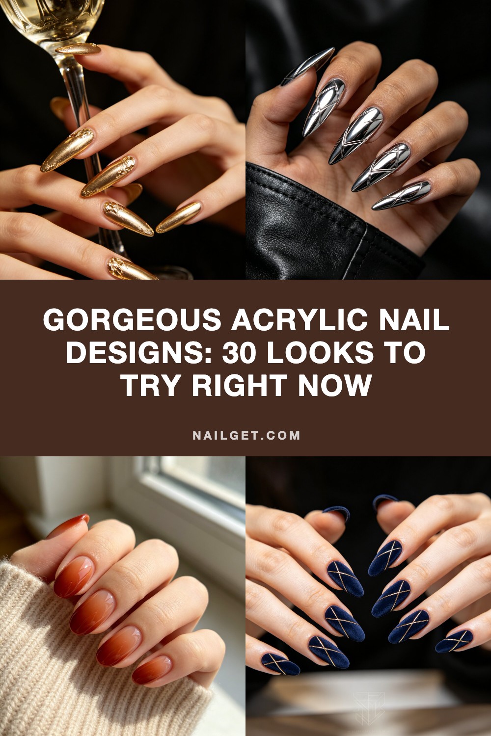Gorgeous Acrylic Nail Designs: 30 Looks to Try Right Now Pinterest cover image