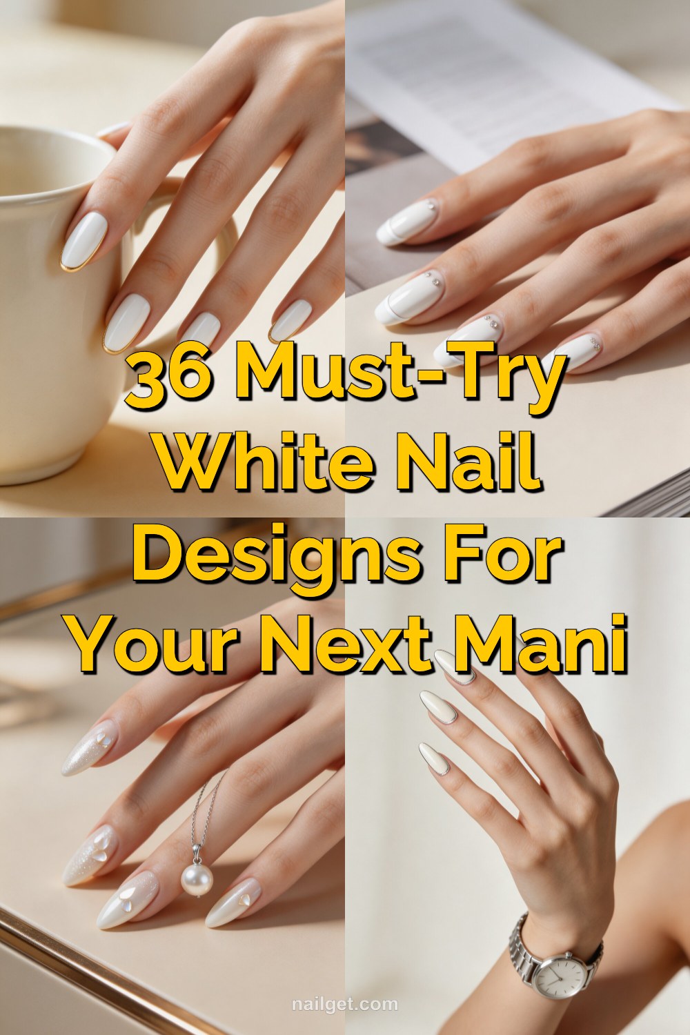 36 Must-Try White Nail Designs for Your Next Mani Pinterest cover image