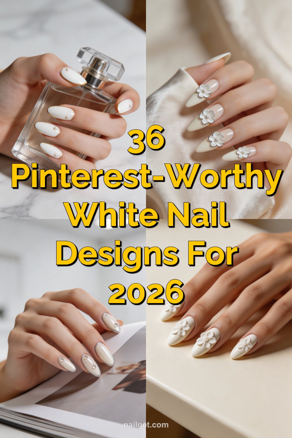 36 Pinterest-Worthy White Nail Designs for 2026 Pinterest cover image