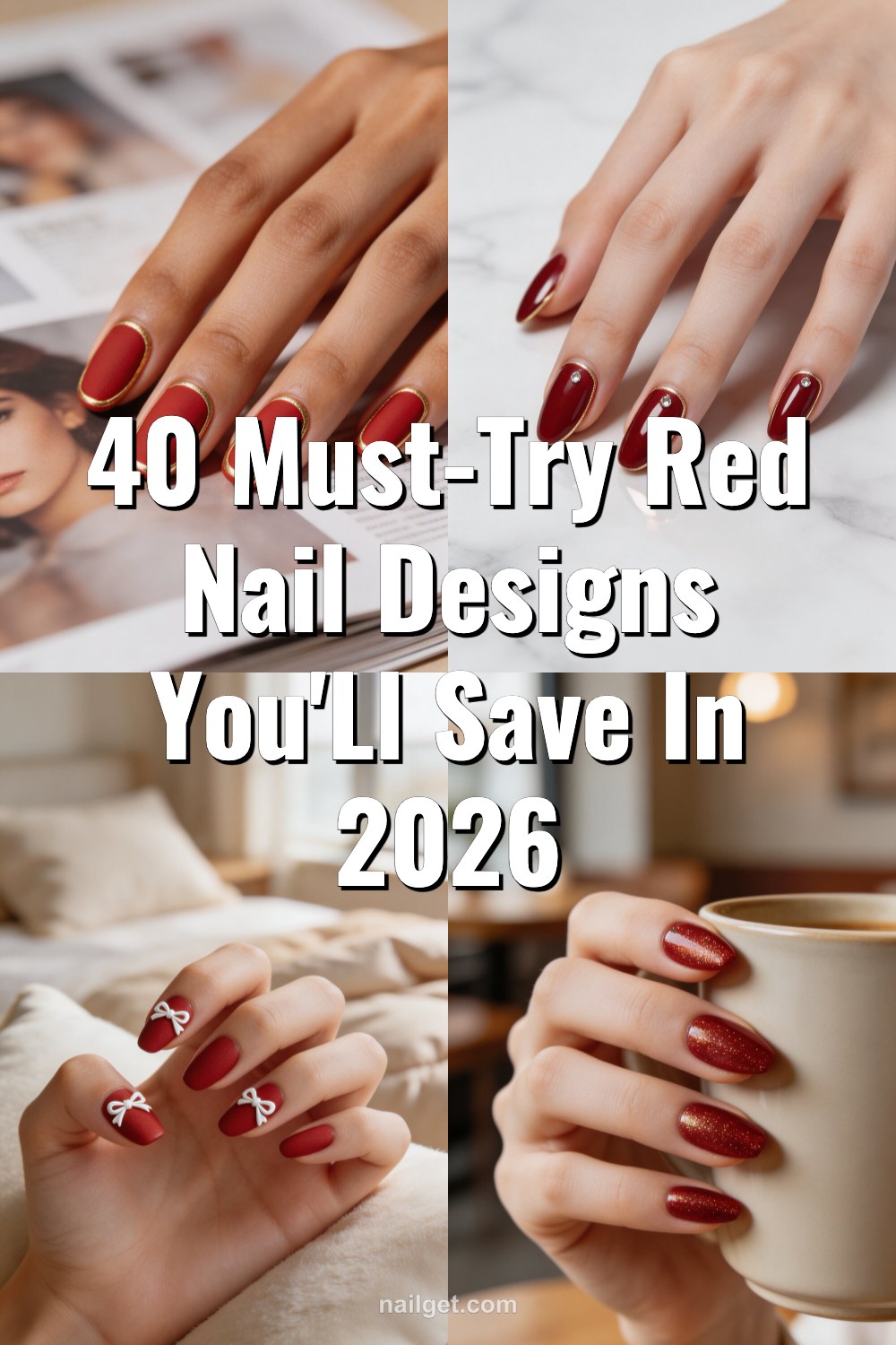 40 Must-Try Red Nail Designs You'll Save in 2026 Pinterest cover image
