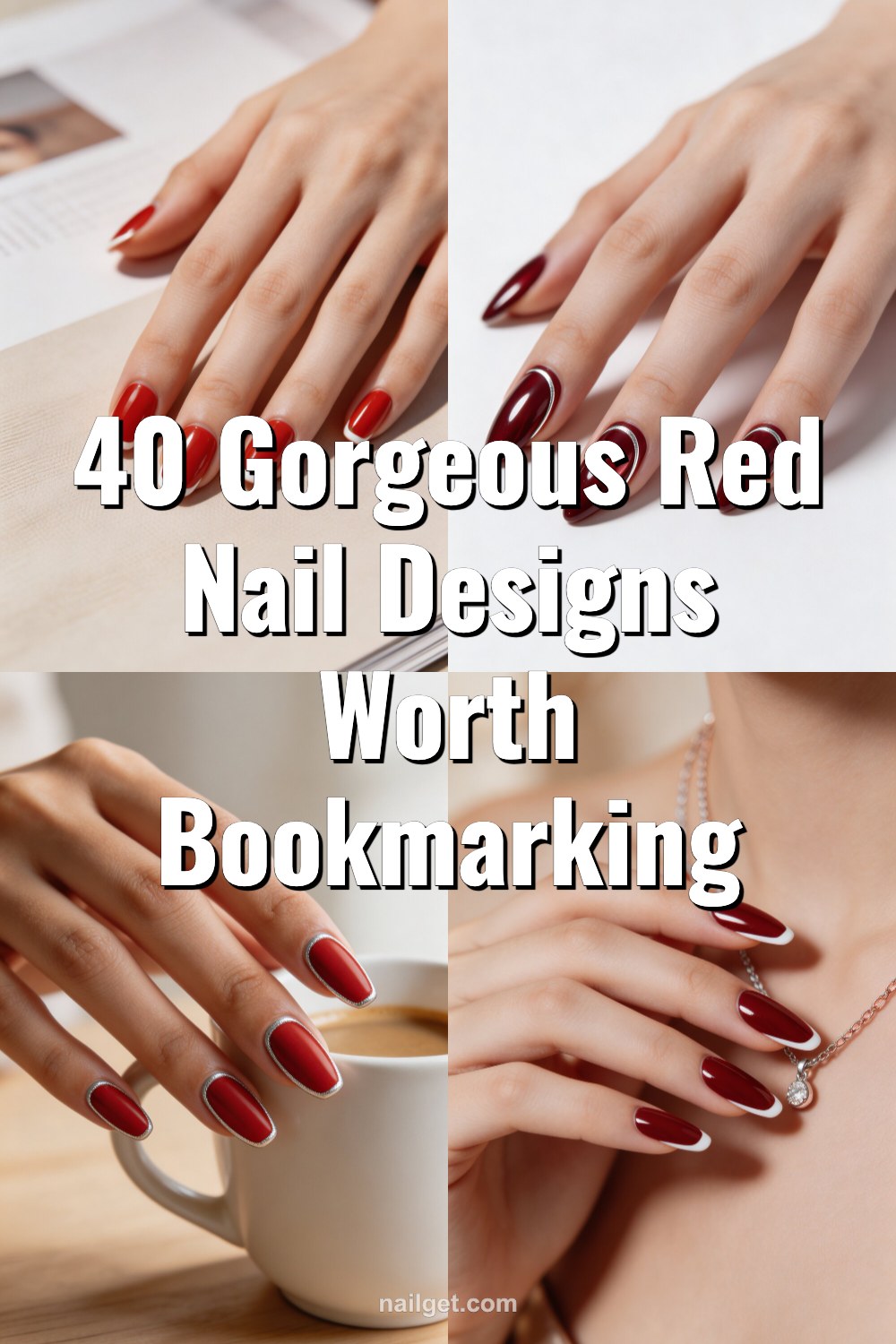 40 Gorgeous Red Nail Designs Worth Bookmarking Pinterest cover image