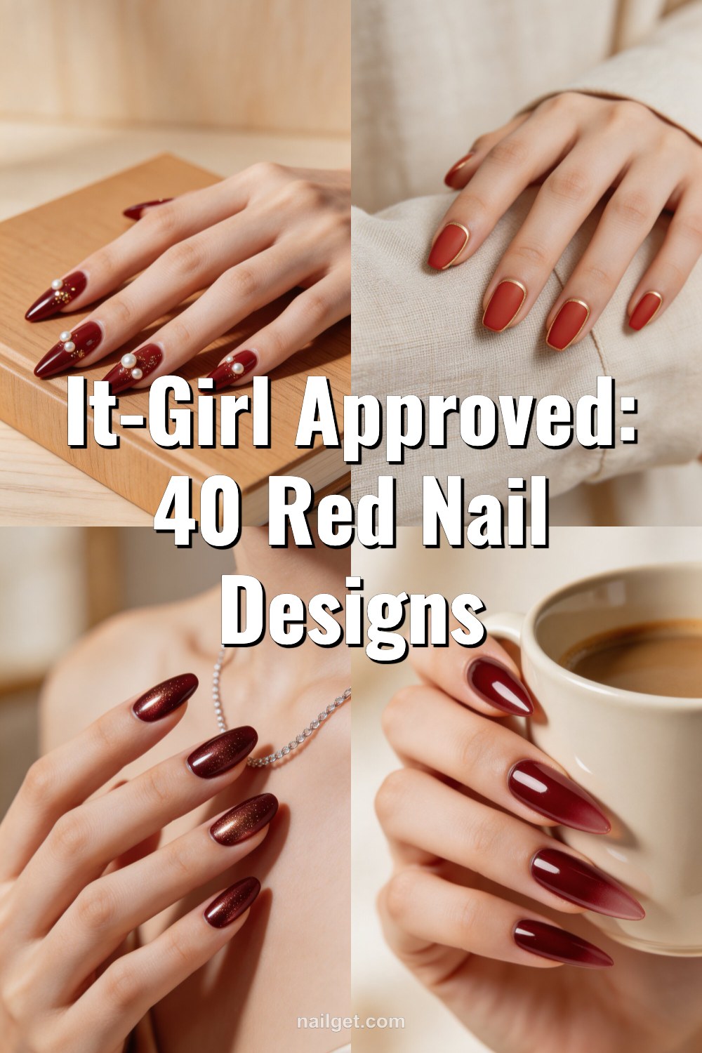 It-Girl Approved: 40 Red Nail Designs Pinterest cover image