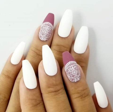 45 White Matte Nail Art Designs for 2018 img 44