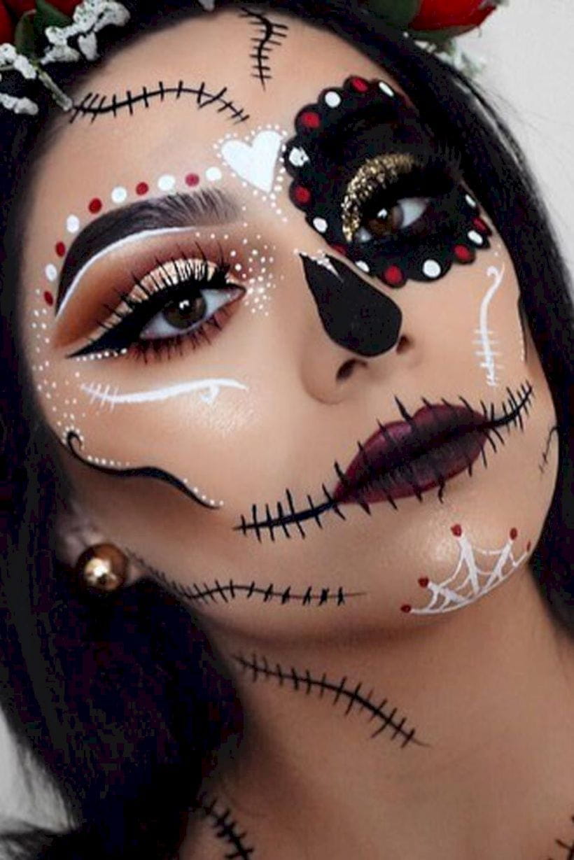 50+ Gorgeous Skull Makeup ideas To Try 2018 Halloween img 3