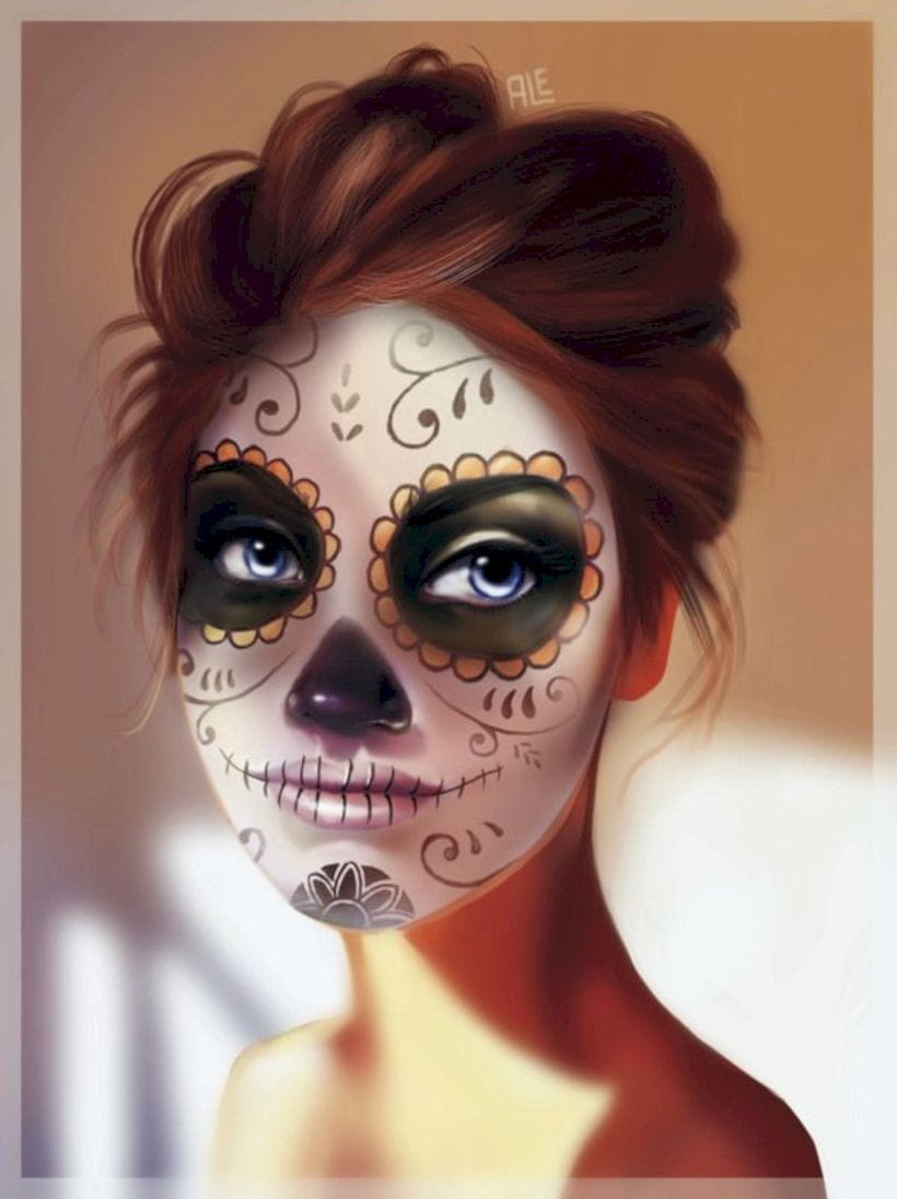 50+ Gorgeous Skull Makeup ideas To Try 2018 Halloween img 46