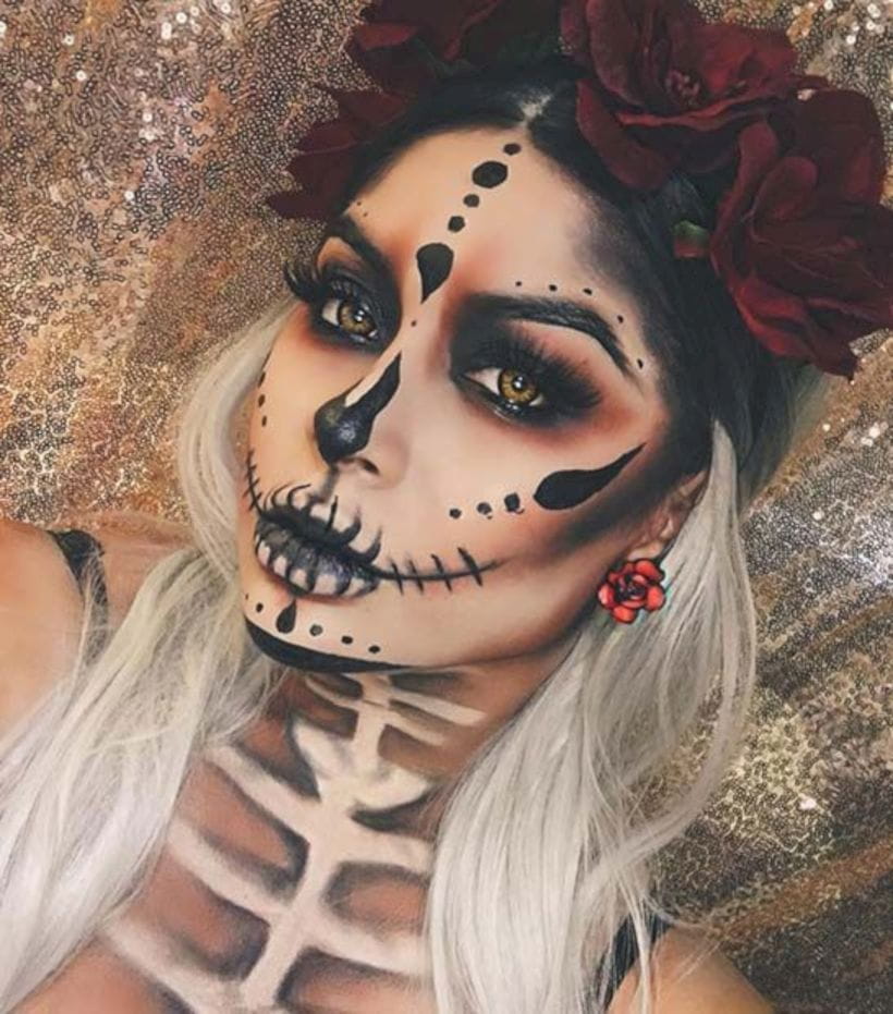 50+ Gorgeous Skull Makeup ideas To Try 2018 Halloween img 49