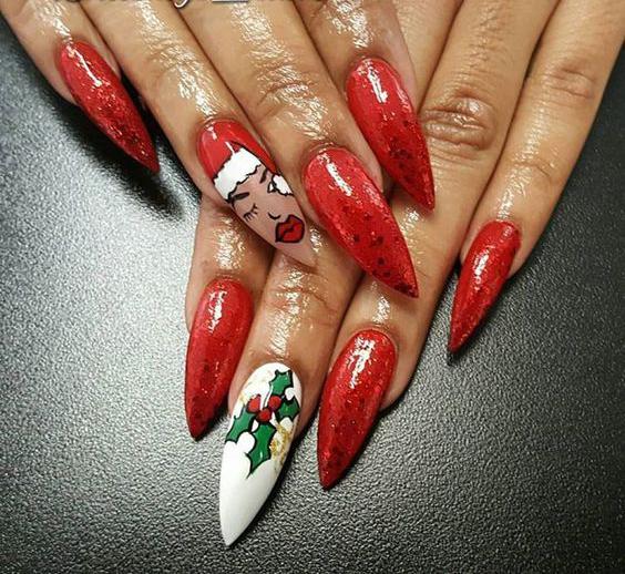 75+ Festive Christmas Red Nail Art Ideas img 64