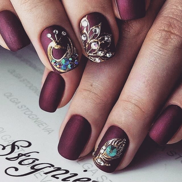 80+ Dark Color Nail Designs for Women images 10