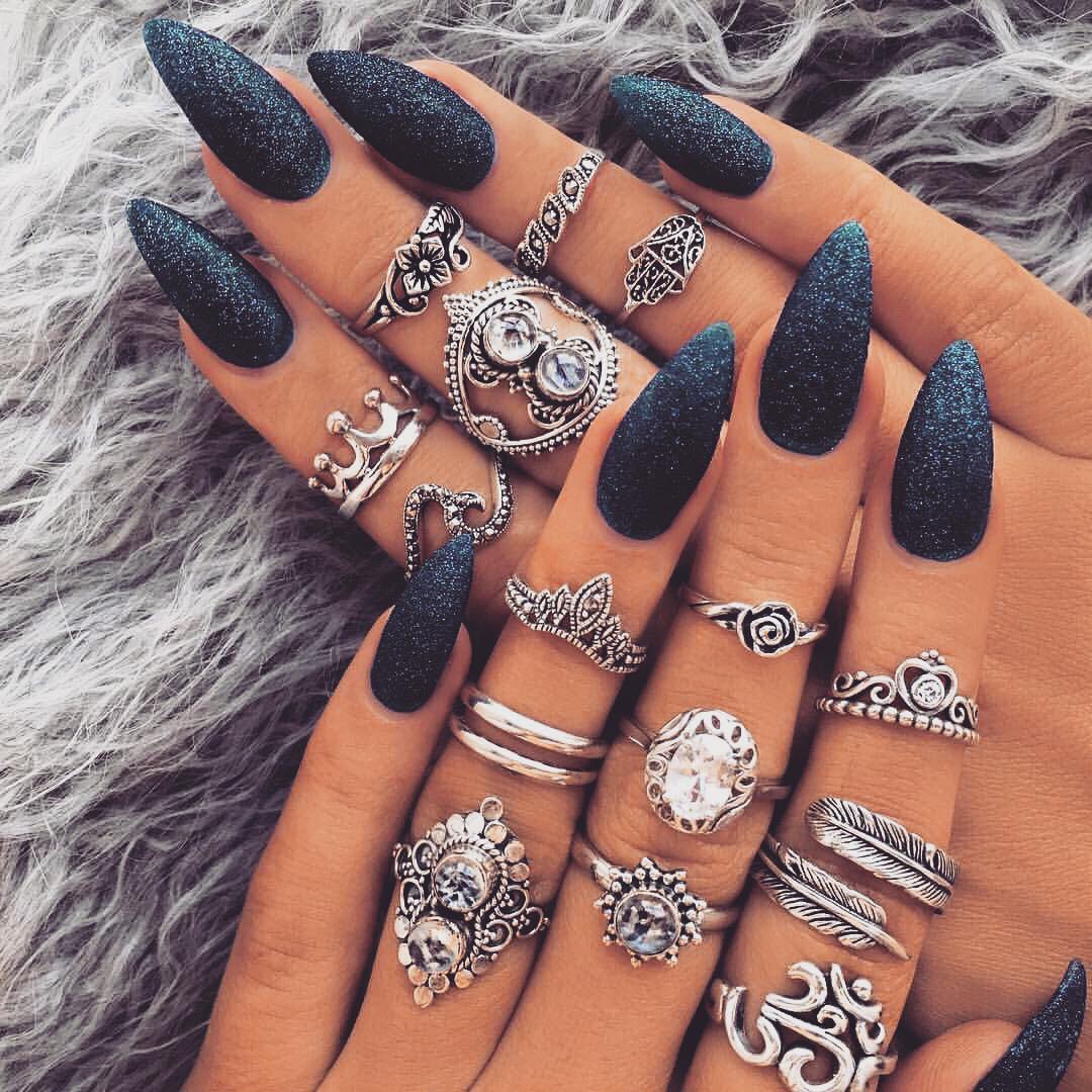 80+ Dark Color Nail Designs for Women images 21