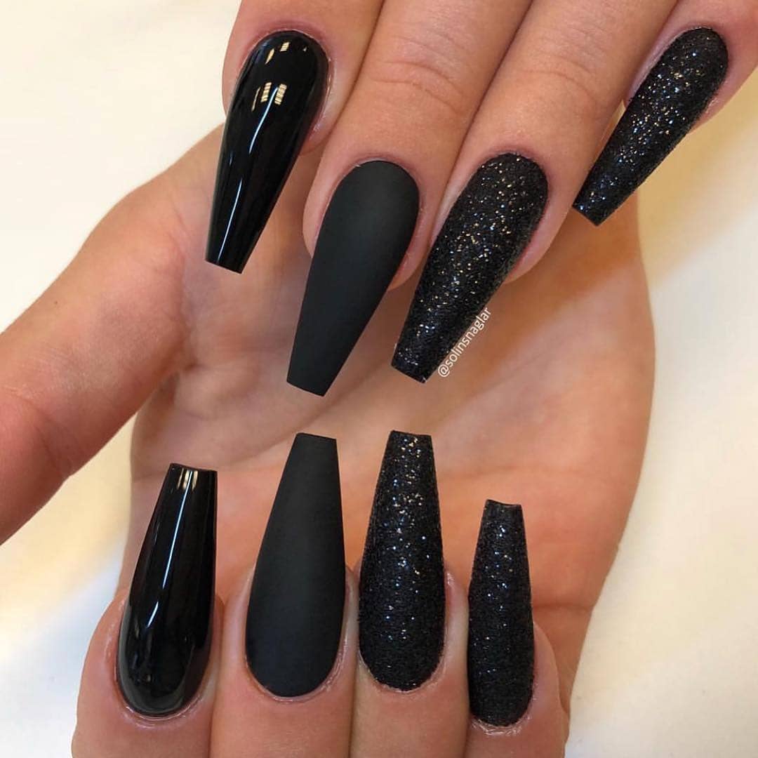 80+ Dark Color Nail Designs for Women images 34