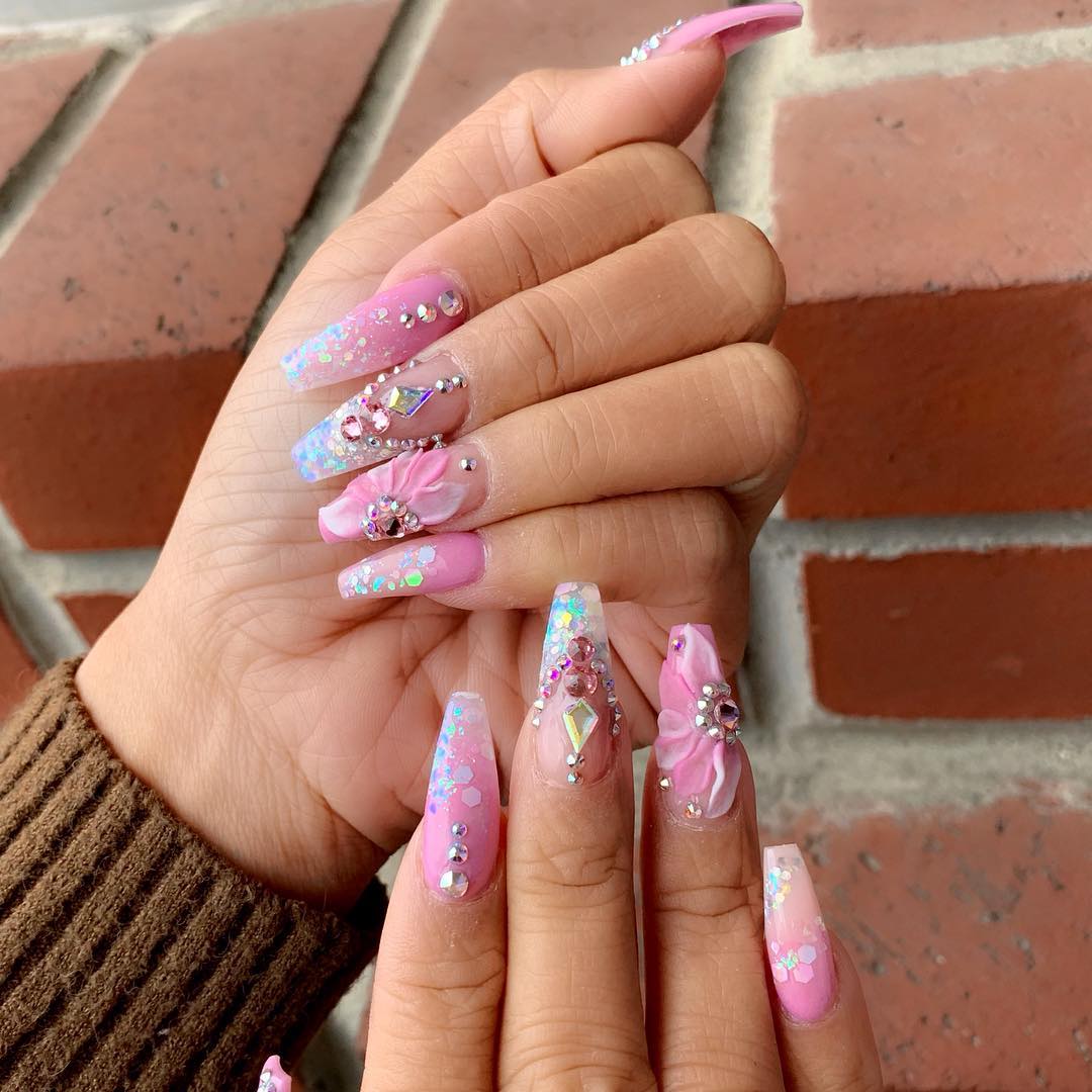 40+ Cute Pink Nail Art Designs 2019 Girl images 21