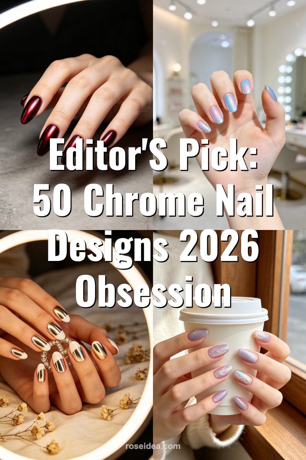 Editor's Pick: 50 Chrome Nail Designs 2026 Obsession Pinterest cover image