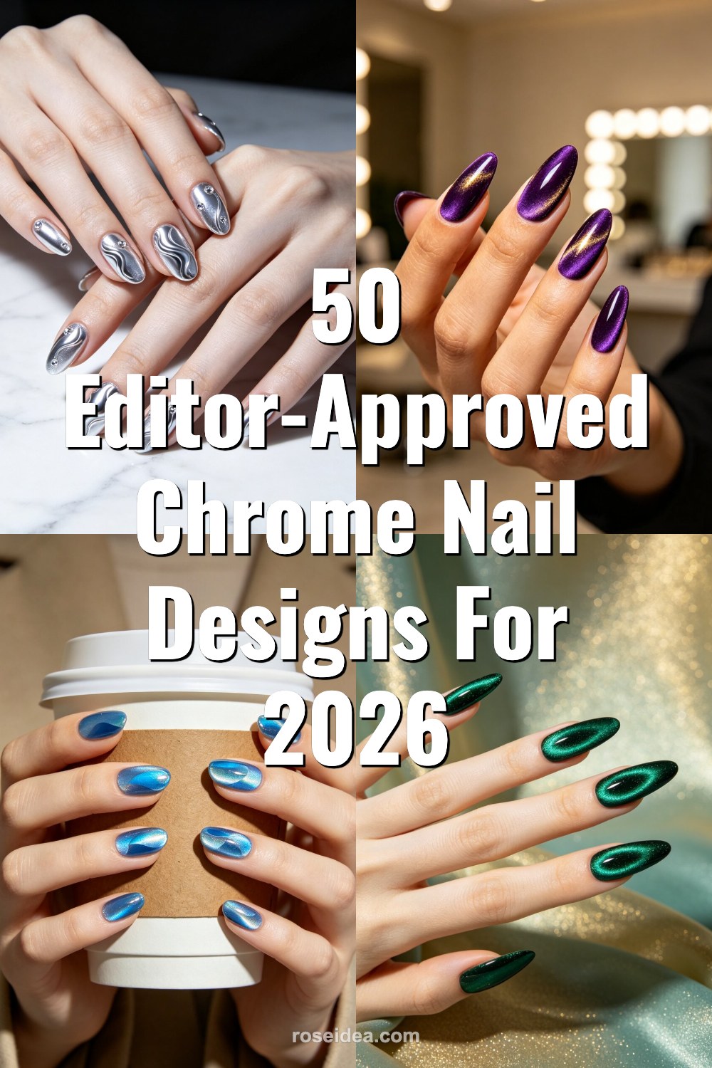 50 Editor-Approved Chrome Nail Designs for 2026 Pinterest cover image