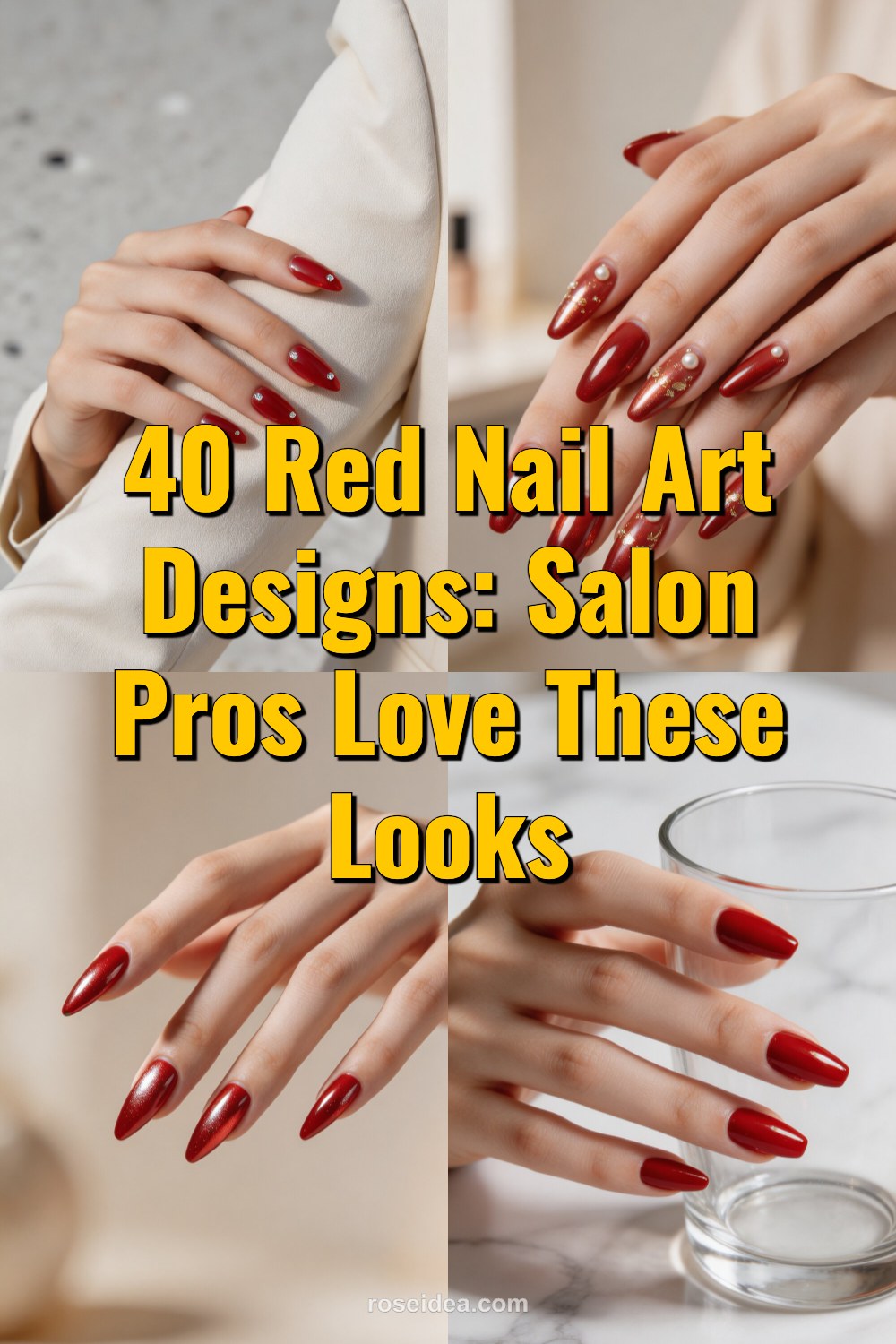 40 Red Nail Art Designs: Salon Pros Love These Looks Pinterest cover image
