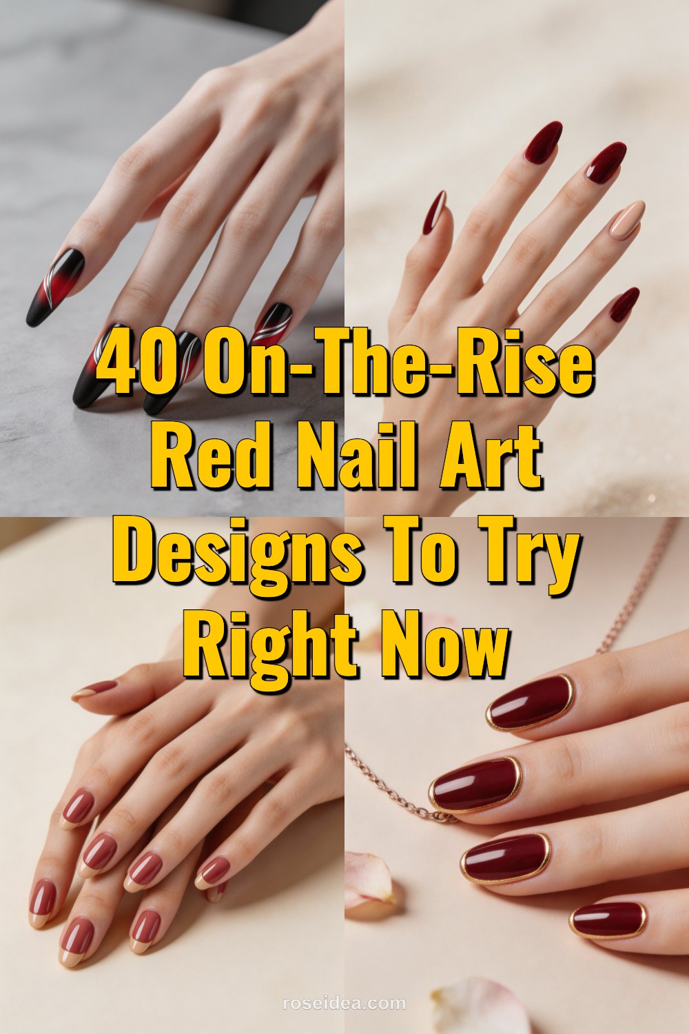 40 On-the-Rise Red Nail Art Designs to Try Right Now Pinterest cover image