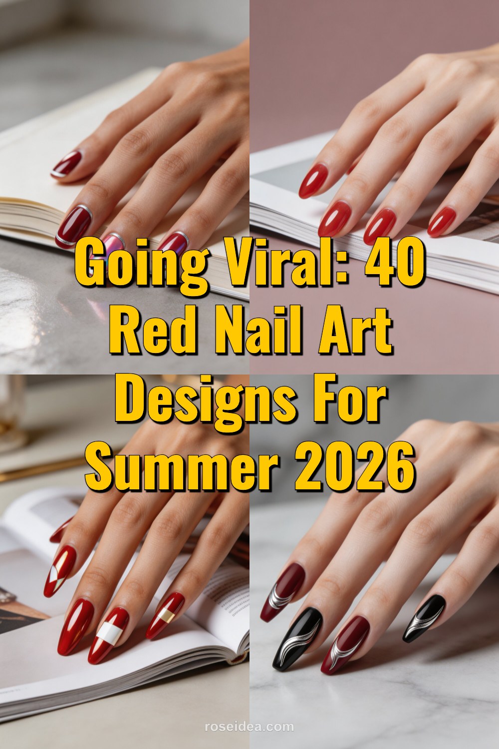 Going Viral: 40 Red Nail Art Designs for Summer 2026 Pinterest cover image