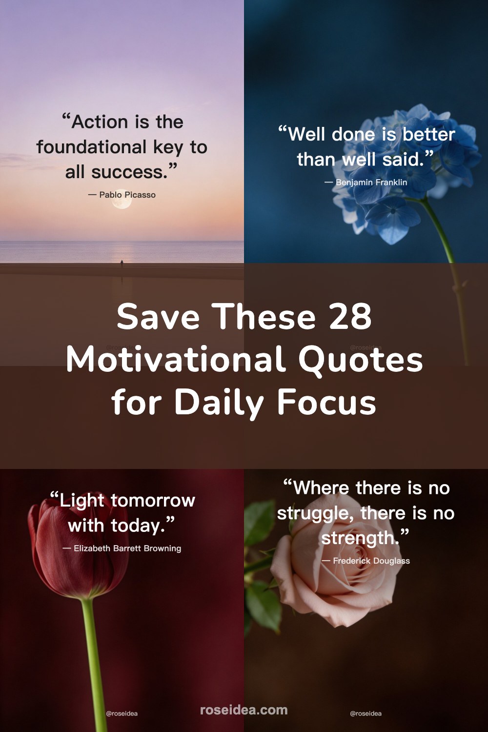 Save These 28 Motivational Quotes for Daily Focus Pinterest cover image